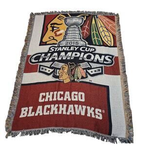 Chicago Blackhawks Chief Hockey Throw Blanket Stanley Cup Championship Man Cave